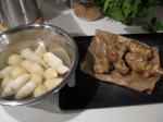 peel them, also the potatoes and put them in water in the meantime as they easily go brown...