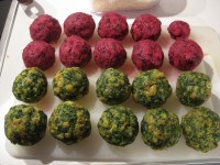 austrian dumplin night: colour them up with spinach and beet root!