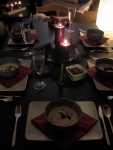let the xmas meal begin! we started with a nice creamy soup of jerusalem artichoke (recipe posted on 30 oct 2010)