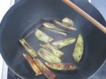 fry the aubergines in chunky pieces in a steaming hot pan so they get nice and brown on each side
