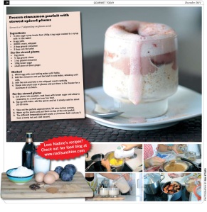 frozen cinnamon parfait with stewed spiced plums