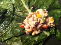 i used a brown rice salad (recipe see last blog post) and put it in steamed cabbage leaves.